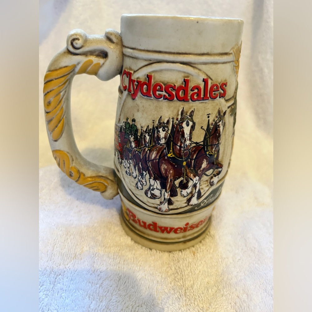 Vintage Budweiser Clydesdales 1983 Beer Stein Mug Ceramarte Brazil